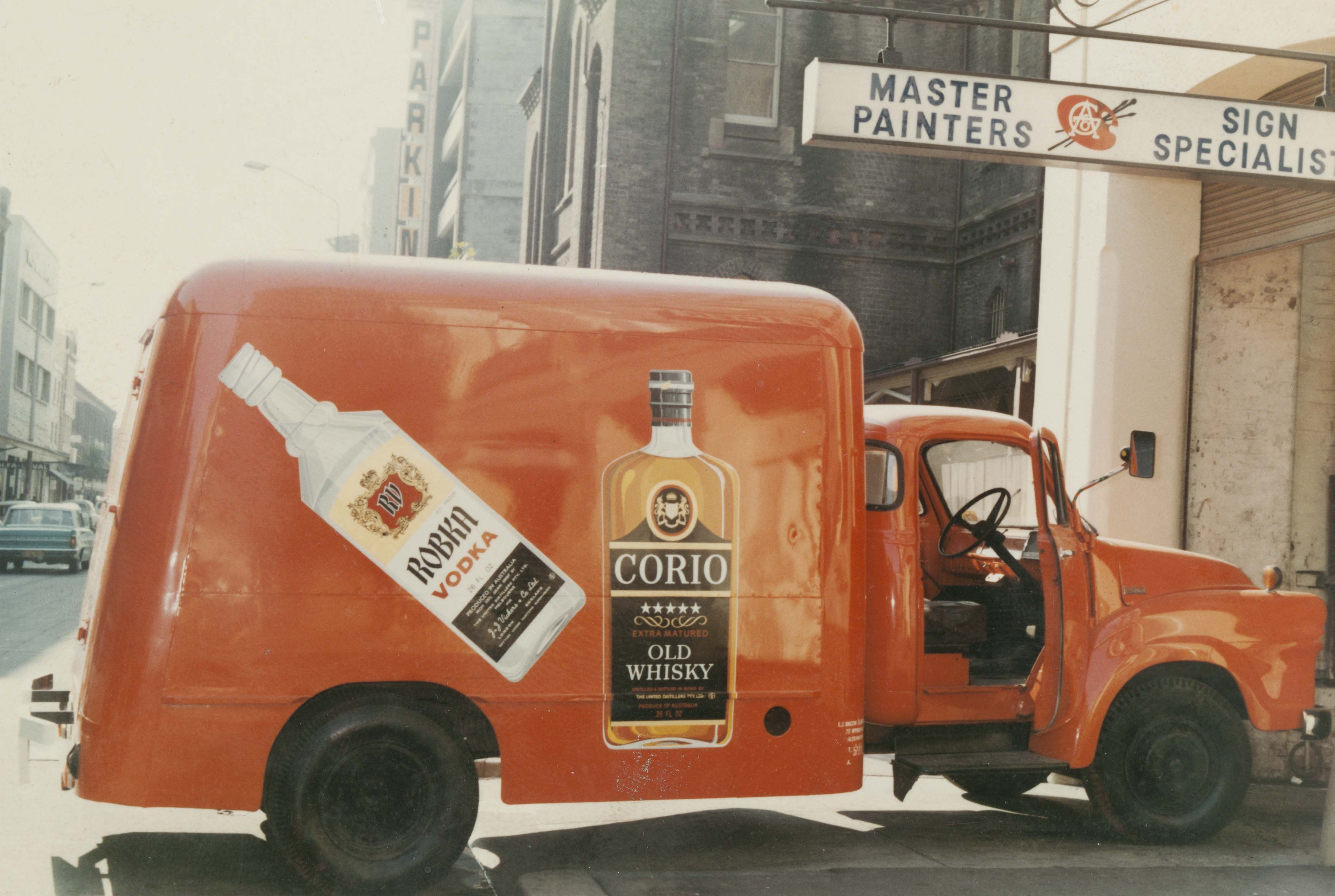 red van in street