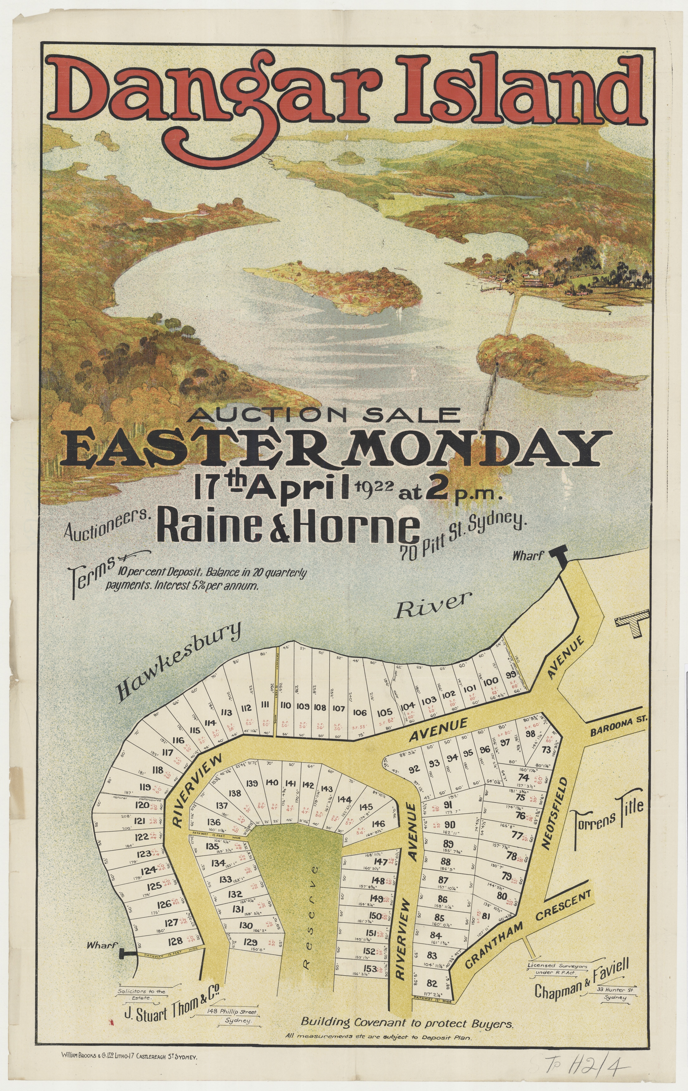 Subdivision Plan: 004 - Z/TP/H2/4 - Dangar Island - Riverview Ave, Neotsfield Ave, Grantham Cres, 1922