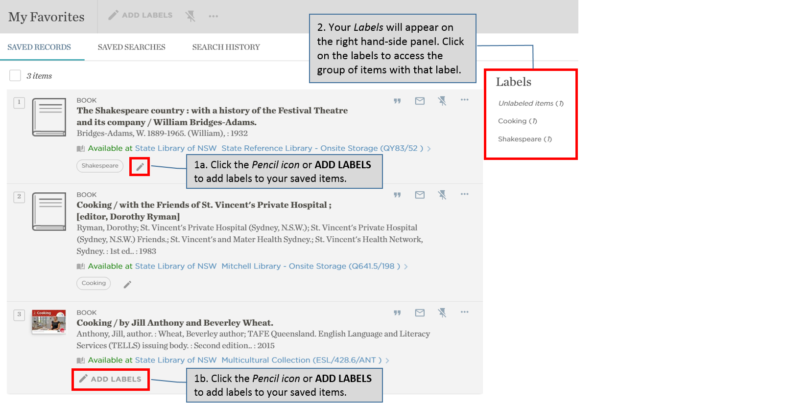 Catalogue – adding labels