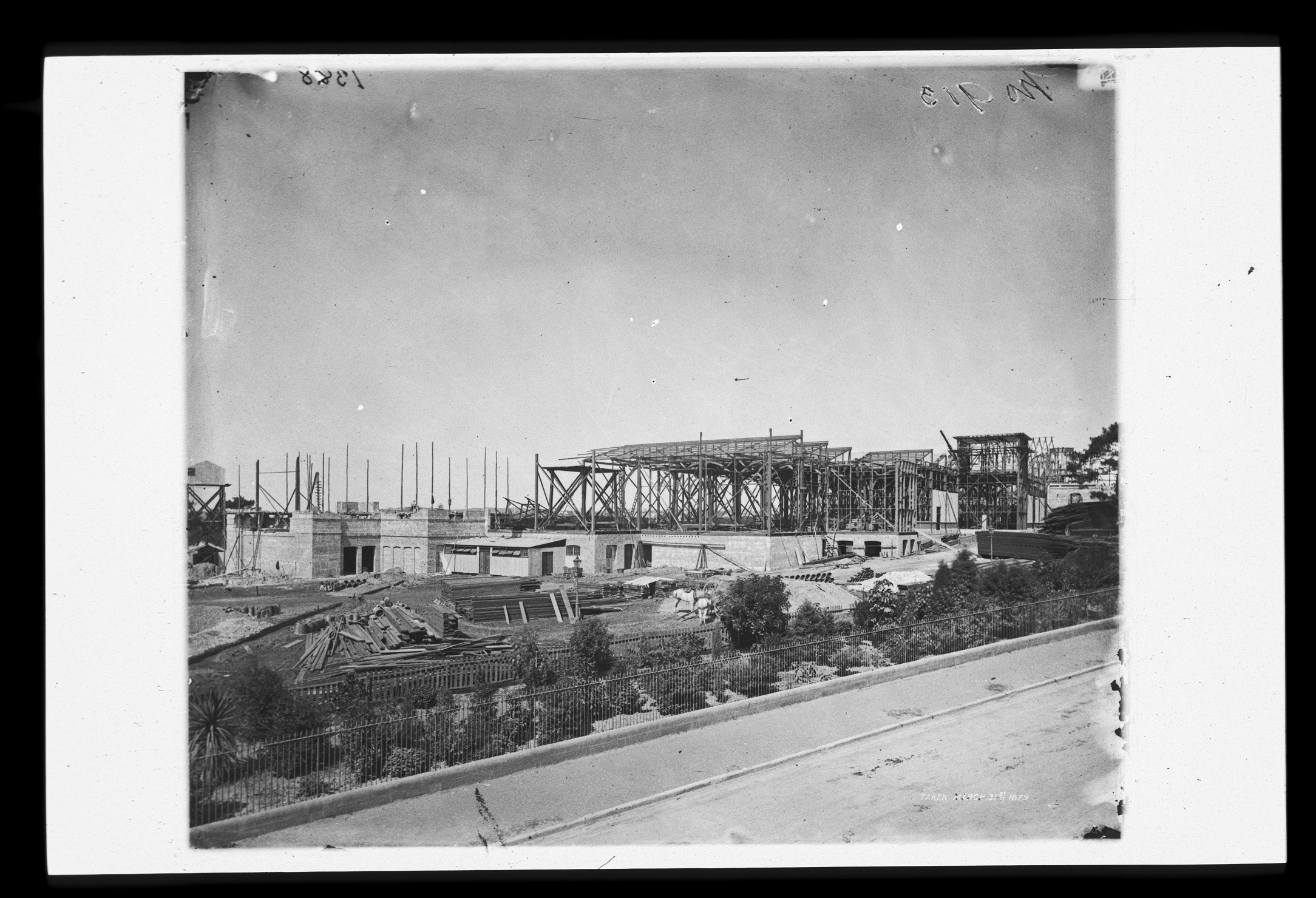 Garden Palace during construction, from Macquarie Street, 1879