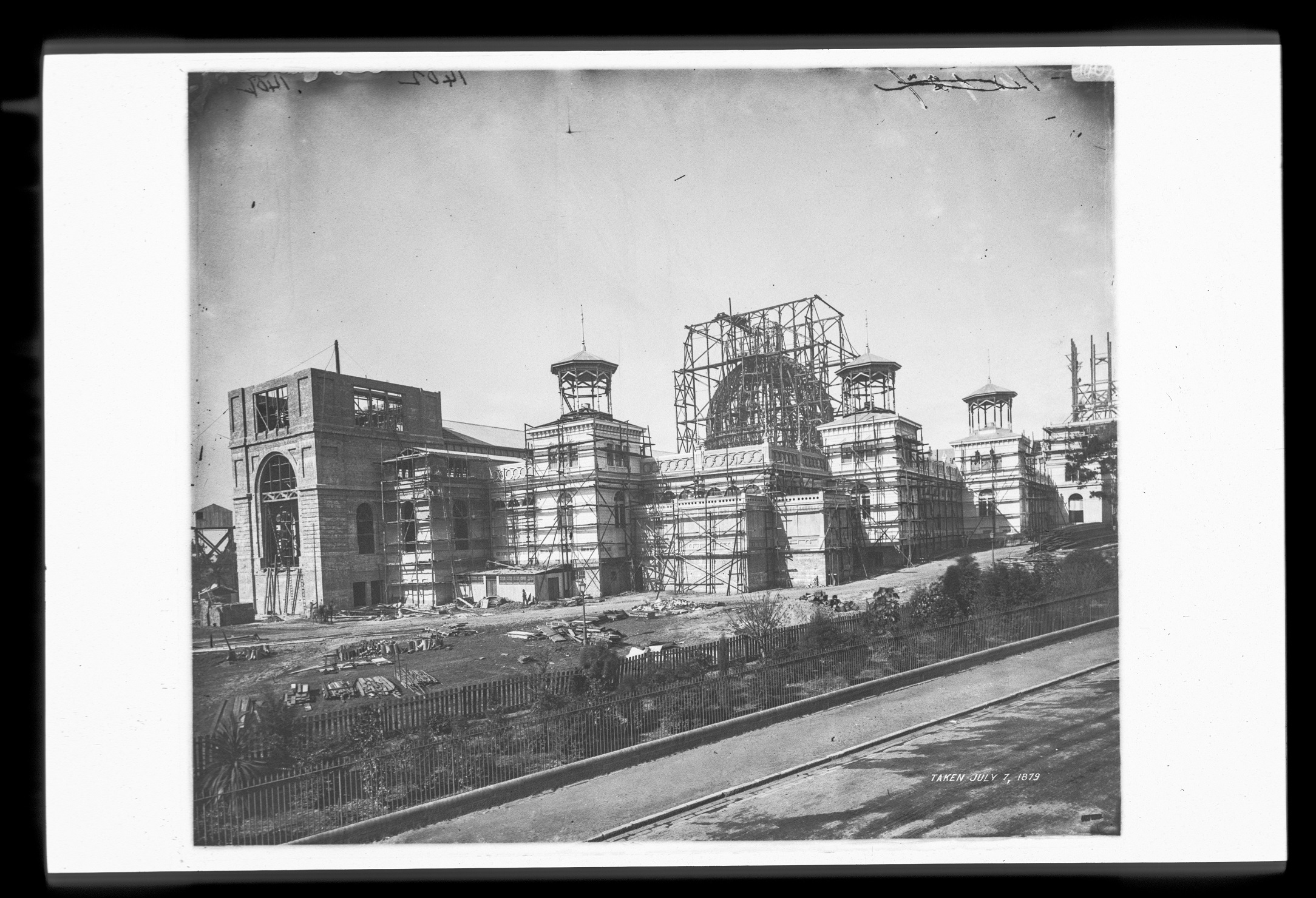 Garden Palace during erection - from Macquarie Street, Sydney