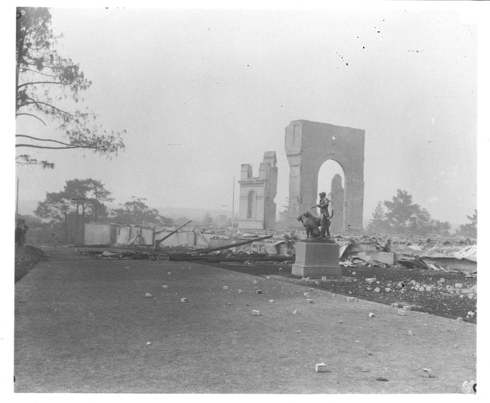 Garden Palace ruins after fire, taken from Garden Palace Grounds