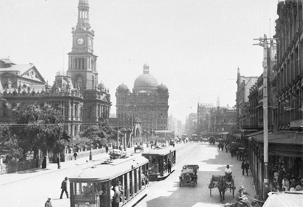 George Street looking north, c. 1920, by Sam Hood, Glass negative, DG ON4/7961