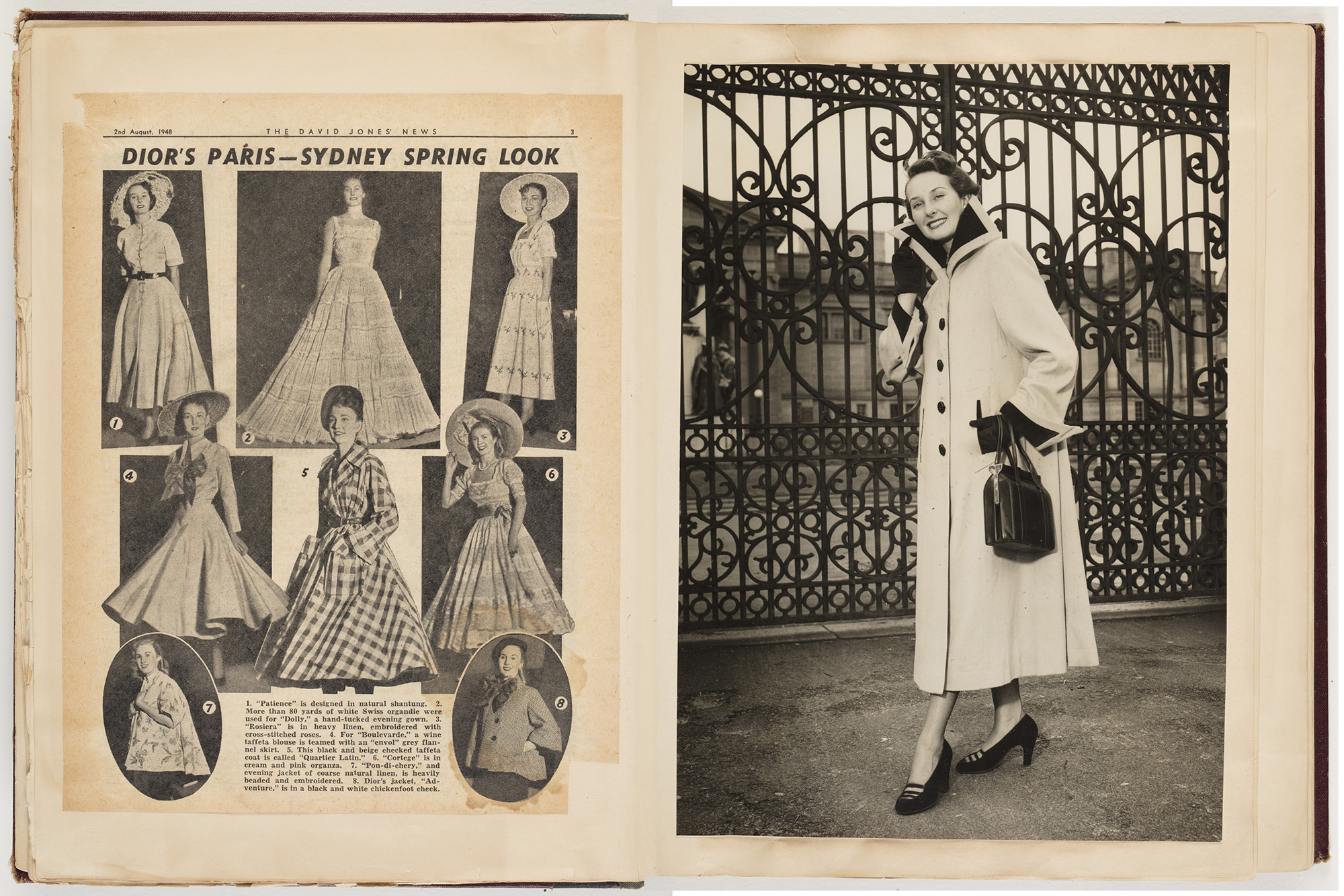 Image of June Dally- Watkins modelling in a scrapbook