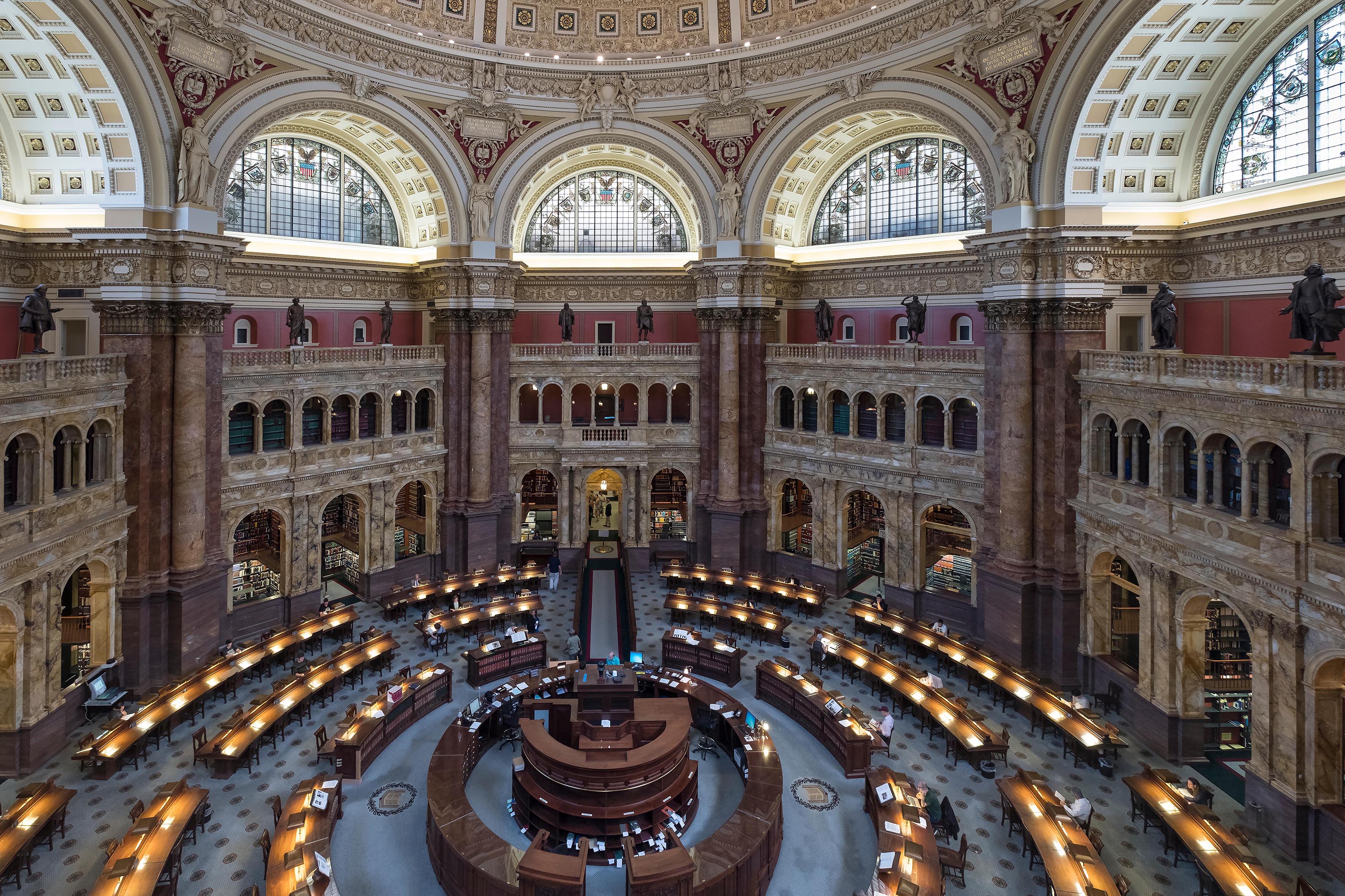 Interior of library reading room.