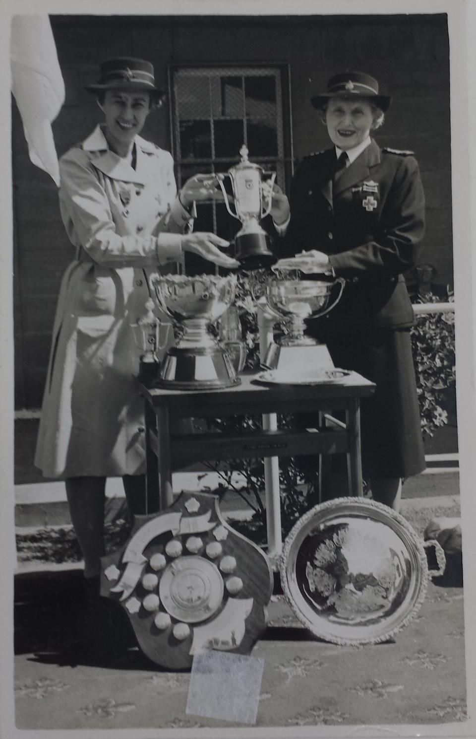 Red Cross volunteers, Phylis Jenkins and Lady Galleghan