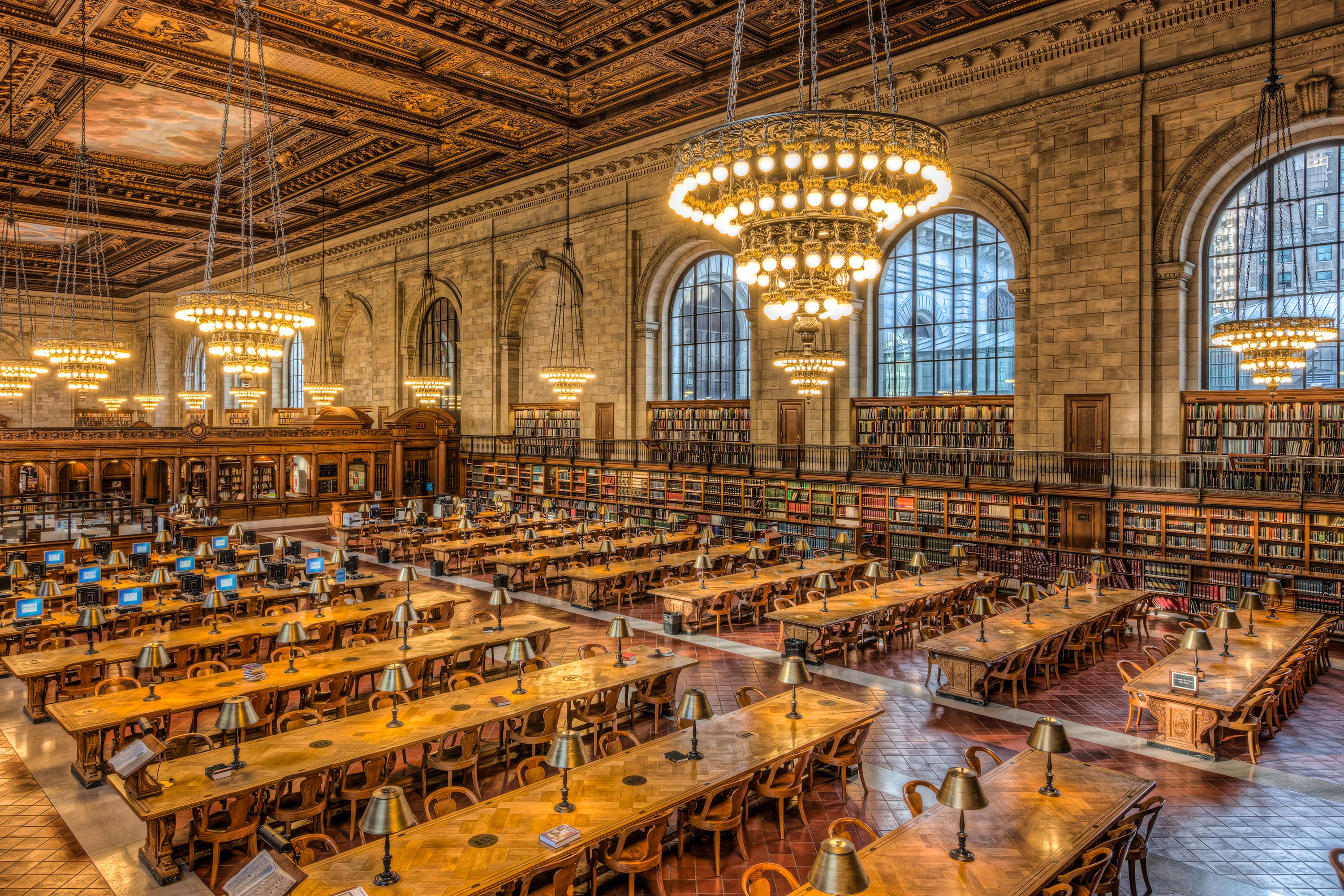 Interior of library reading room.