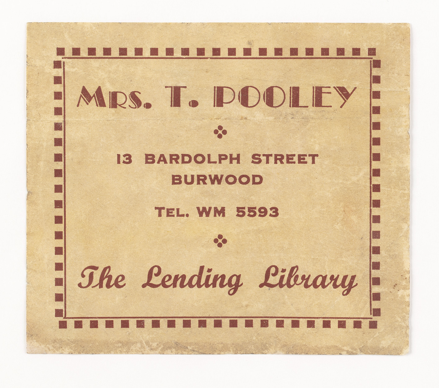 A bookplate showing the library ownership of the book.