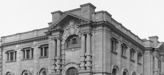 Pencil drawing of large stately building