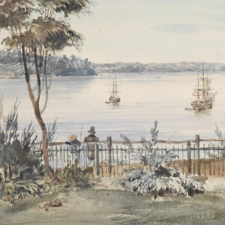 Sydney Harbour from Cumberland Place watercolour