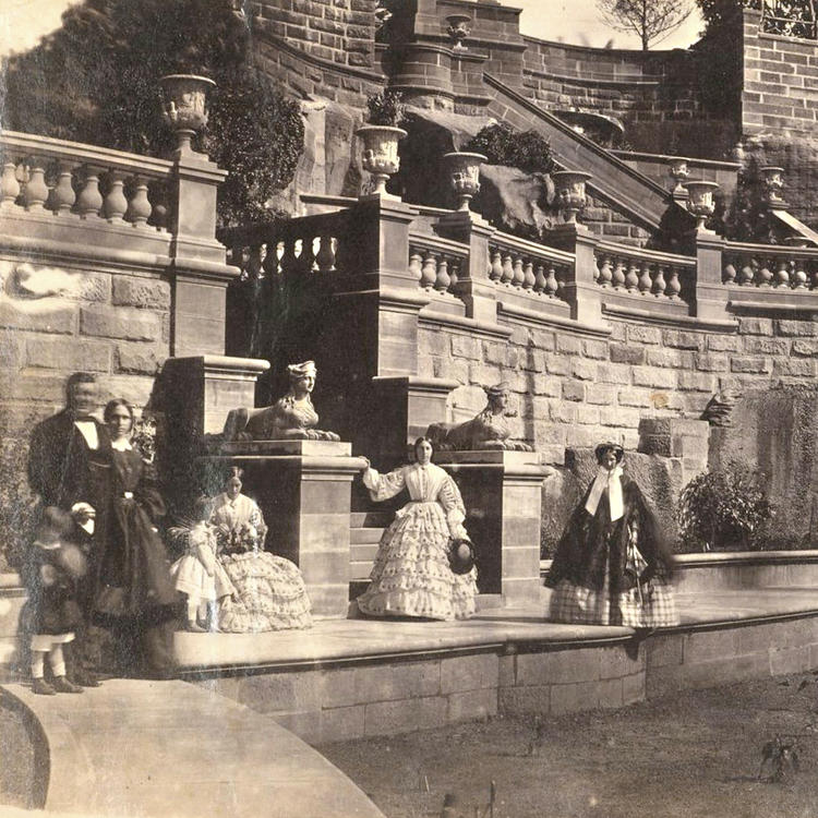 James and Isabella Martin and members of household at Clarens, Potts Point, c 1860, attributed to Thomas Wingate, Sydney Living Museums