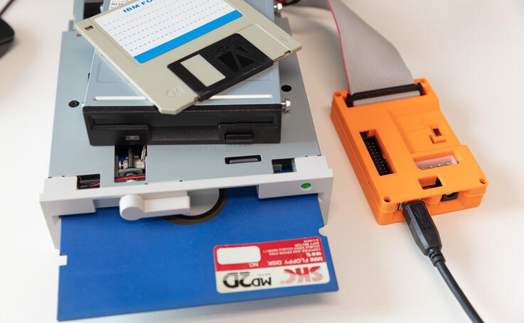 Portable hard drives, records and floppy disks 