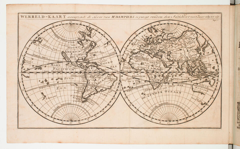 A detailed, hand-drawn map of the world.